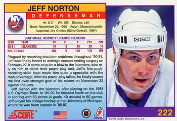 1991-92 Score American #222 Jeff Norton Back