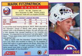 1991-92 Score American #266 Mark Fitzpatrick Back