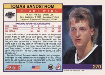 1991-92 Score American #270 Tomas Sandstrom Back