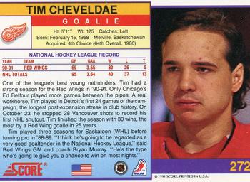 1991-92 Score American #272 Tim Cheveldae Back