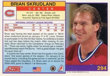 1991-92 Score American #294 Brian Skrudland Back