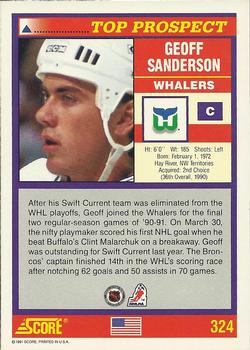 1991-92 Score American #324 Geoff Sanderson Back