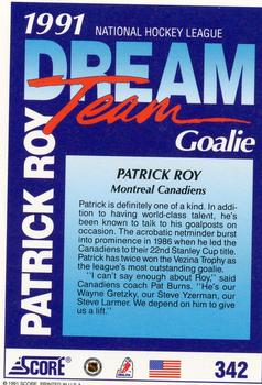 1991-92 Score American #342 Patrick Roy Back