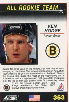 1991-92 Score American #353 Ken Hodge Back
