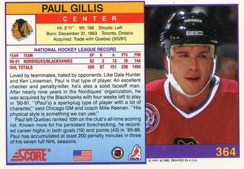 1991-92 Score American #364 Paul Gillis Back