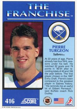 1991-92 Score American #416 Pierre Turgeon Back