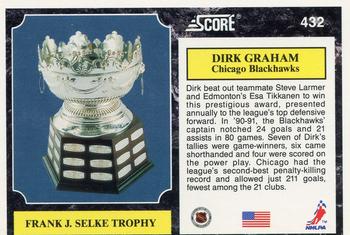 1991-92 Score American #432 Dirk Graham Back