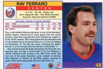 1991-92 Score American #48 Ray Ferraro Back