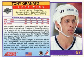 1991-92 Score American #57 Tony Granato Back