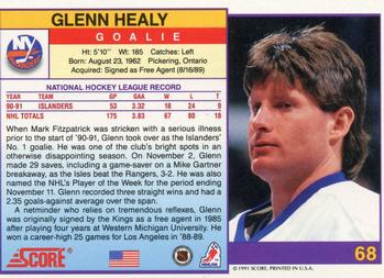1991-92 Score American #68 Glenn Healy Back