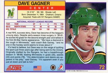 1991-92 Score American #72 Dave Gagner Back