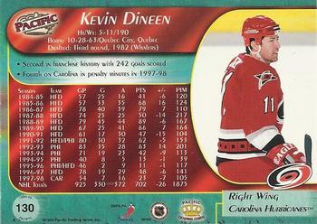 1998-99 Pacific - Ice Blue #130 Kevin Dineen Back