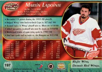 1998-99 Pacific - Red #197 Martin Lapointe Back