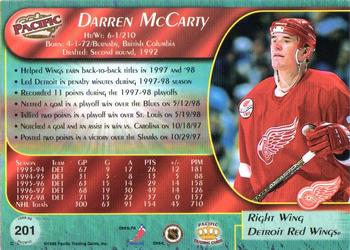 1998-99 Pacific - Red #201 Darren McCarty Back