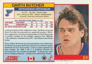 1991-92 Score Canadian Bilingual #24 Garth Butcher Back