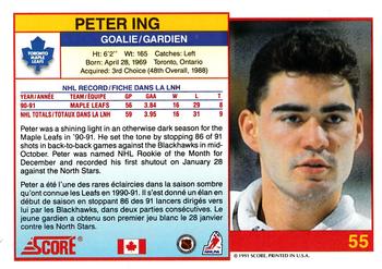 1991-92 Score Canadian Bilingual #55 Peter Ing Back