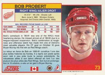 1991-92 Score Canadian Bilingual #73 Bob Probert Back