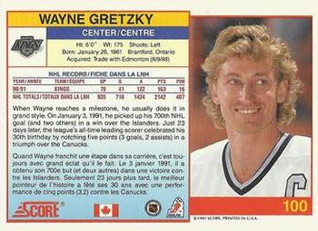 1991-92 Score Canadian Bilingual #100 Wayne Gretzky Back