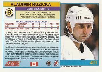 1991-92 Score Canadian Bilingual #411 Vladimir Ruzicka Back
