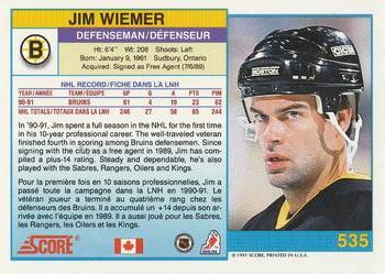 1991-92 Score Canadian Bilingual #535 Jim Wiemer Back