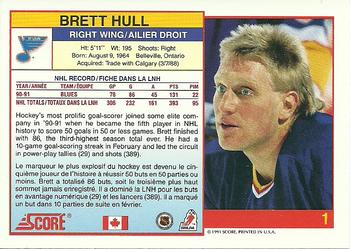 1991-92 Score Canadian Bilingual #1 Brett Hull Back