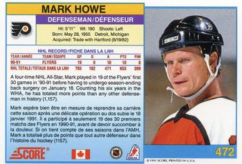 1991-92 Score Canadian Bilingual #472 Mark Howe Back