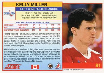 1991-92 Score Canadian Bilingual #81 Kelly Miller Back