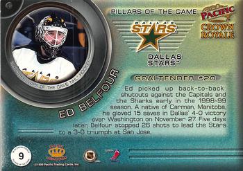 1998-99 Pacific Crown Royale - Pillars of the Game #9 Ed Belfour Back