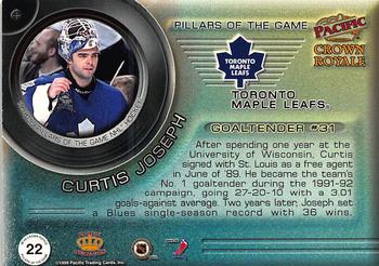 1998-99 Pacific Crown Royale - Pillars of the Game #22 Curtis Joseph Back