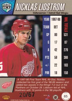 1998-99 Pacific Dynagon Ice - Blue #65 Nicklas Lidstrom Back