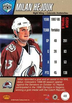 1998-99 Pacific Dynagon Ice - Red #48 Milan Hejduk Back