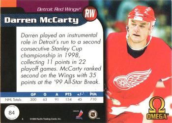 1998-99 Pacific Omega - Opening Day Issue #84 Darren McCarty Back