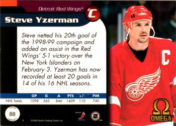 1998-99 Pacific Omega - Opening Day Issue #88 Steve Yzerman Back