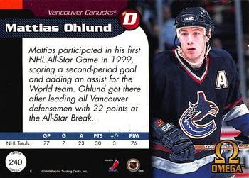 1998-99 Pacific Omega - Opening Day Issue #240 Mattias Ohlund Back