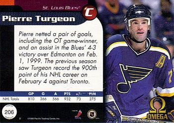 1998-99 Pacific Omega - Opening Day Issue #206 Pierre Turgeon Back