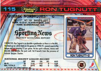 1991-92 Stadium Club #115 Ron Tugnutt Back