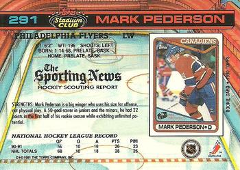 1991-92 Stadium Club #291 Mark Pederson Back