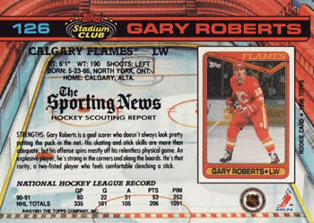 1991-92 Stadium Club #126 Gary Roberts Back