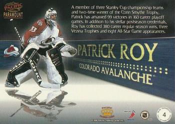 1998-99 Pacific Paramount - Hall of Fame Bound #4 Patrick Roy Back