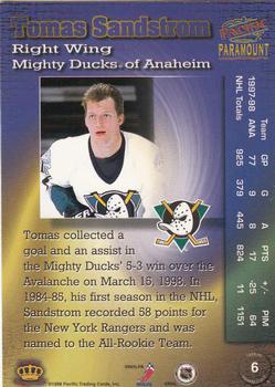 1998-99 Pacific Paramount - Ice Blue #6 Tomas Sandstrom Back