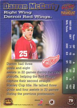 1998-99 Pacific Paramount - Ice Blue #79 Darren McCarty Back