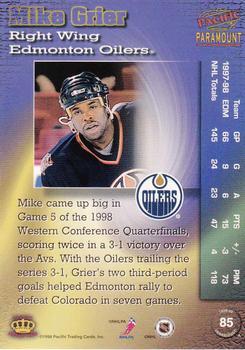 1998-99 Pacific Paramount - Silver #85 Mike Grier Back