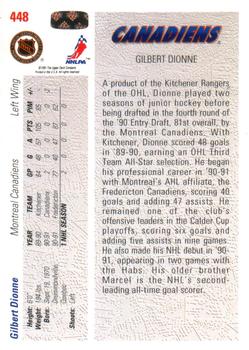 1991-92 Upper Deck #448 Gilbert Dionne Back