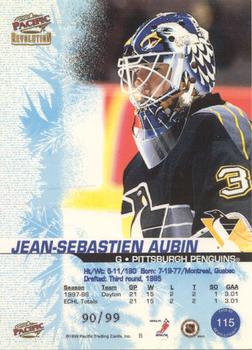 1998-99 Pacific Revolution - Ice Shadow #115 Jean-Sebastien Aubin Back