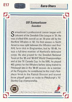 1991-92 Upper Deck - Euro-Stars #E17 Ulf Samuelsson Back