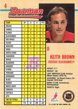1992-93 Bowman #4 Keith Brown Back