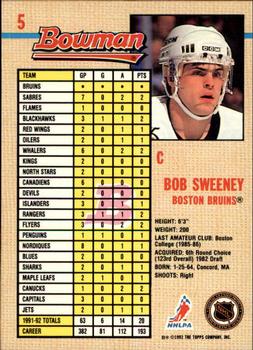1992-93 Bowman #5 Bob Sweeney Back
