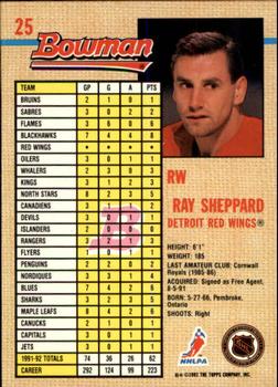 1992-93 Bowman #25 Ray Sheppard Back