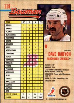 1992-93 Bowman #119 Dave Babych Back