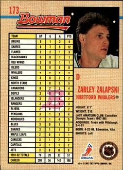 1992-93 Bowman #173 Zarley Zalapski Back